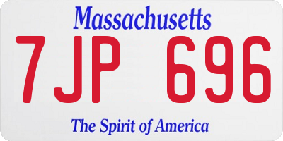 MA license plate 7JP696