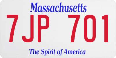MA license plate 7JP701