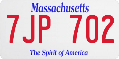 MA license plate 7JP702