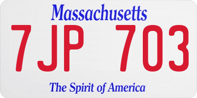 MA license plate 7JP703