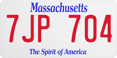 MA license plate 7JP704
