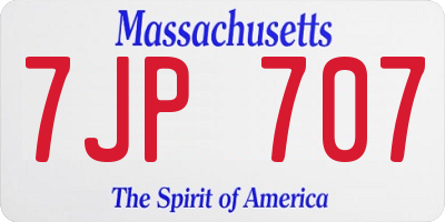 MA license plate 7JP707