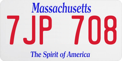 MA license plate 7JP708