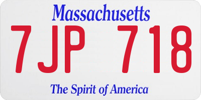 MA license plate 7JP718