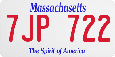 MA license plate 7JP722