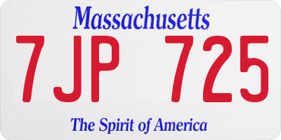MA license plate 7JP725
