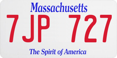 MA license plate 7JP727
