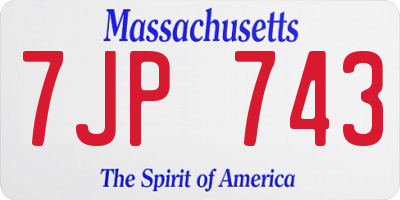 MA license plate 7JP743