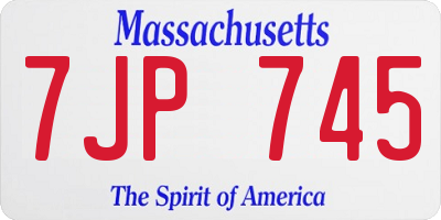 MA license plate 7JP745