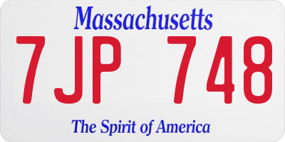 MA license plate 7JP748