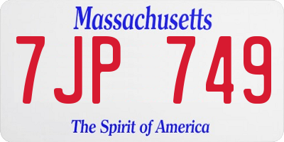 MA license plate 7JP749