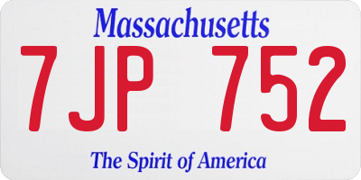 MA license plate 7JP752