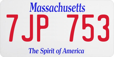 MA license plate 7JP753