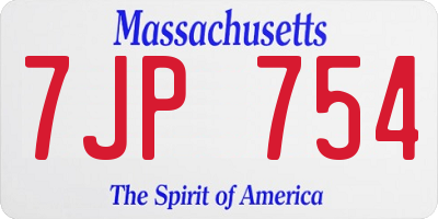 MA license plate 7JP754
