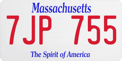 MA license plate 7JP755