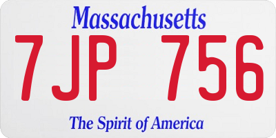 MA license plate 7JP756