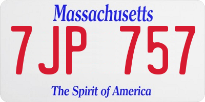 MA license plate 7JP757