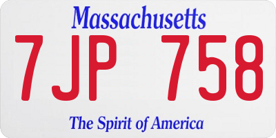 MA license plate 7JP758
