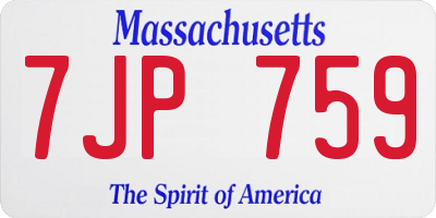 MA license plate 7JP759