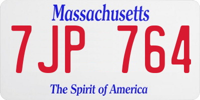 MA license plate 7JP764