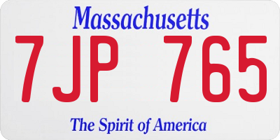 MA license plate 7JP765