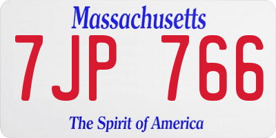 MA license plate 7JP766