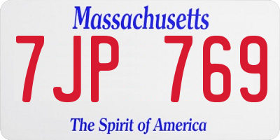 MA license plate 7JP769