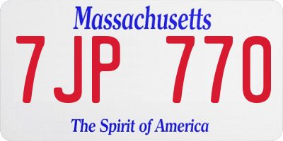 MA license plate 7JP770