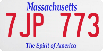 MA license plate 7JP773