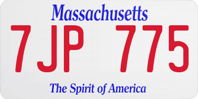 MA license plate 7JP775