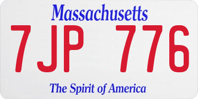 MA license plate 7JP776