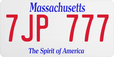 MA license plate 7JP777