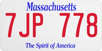 MA license plate 7JP778