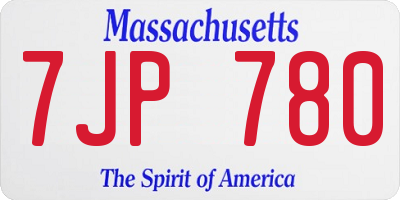 MA license plate 7JP780