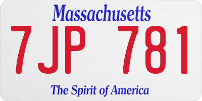 MA license plate 7JP781