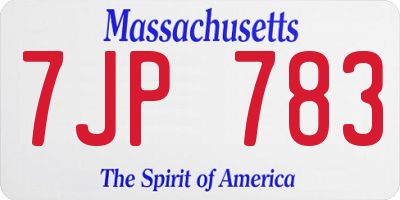 MA license plate 7JP783