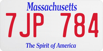 MA license plate 7JP784