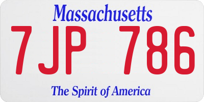 MA license plate 7JP786