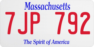 MA license plate 7JP792