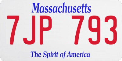 MA license plate 7JP793
