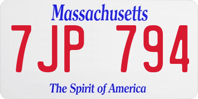 MA license plate 7JP794