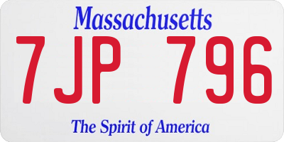 MA license plate 7JP796