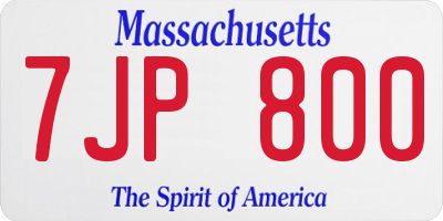MA license plate 7JP800
