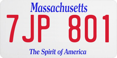 MA license plate 7JP801