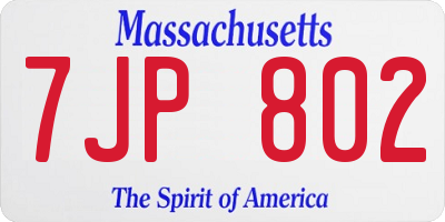 MA license plate 7JP802