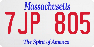 MA license plate 7JP805