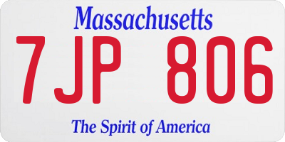 MA license plate 7JP806