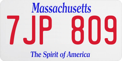 MA license plate 7JP809