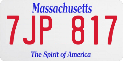 MA license plate 7JP817