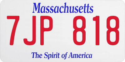 MA license plate 7JP818